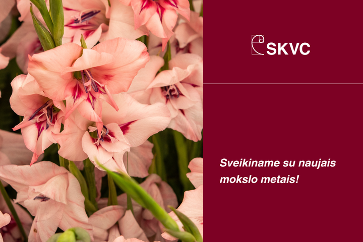 Sveikinimas su naujais mokslo metais! Gėlių iliustracija